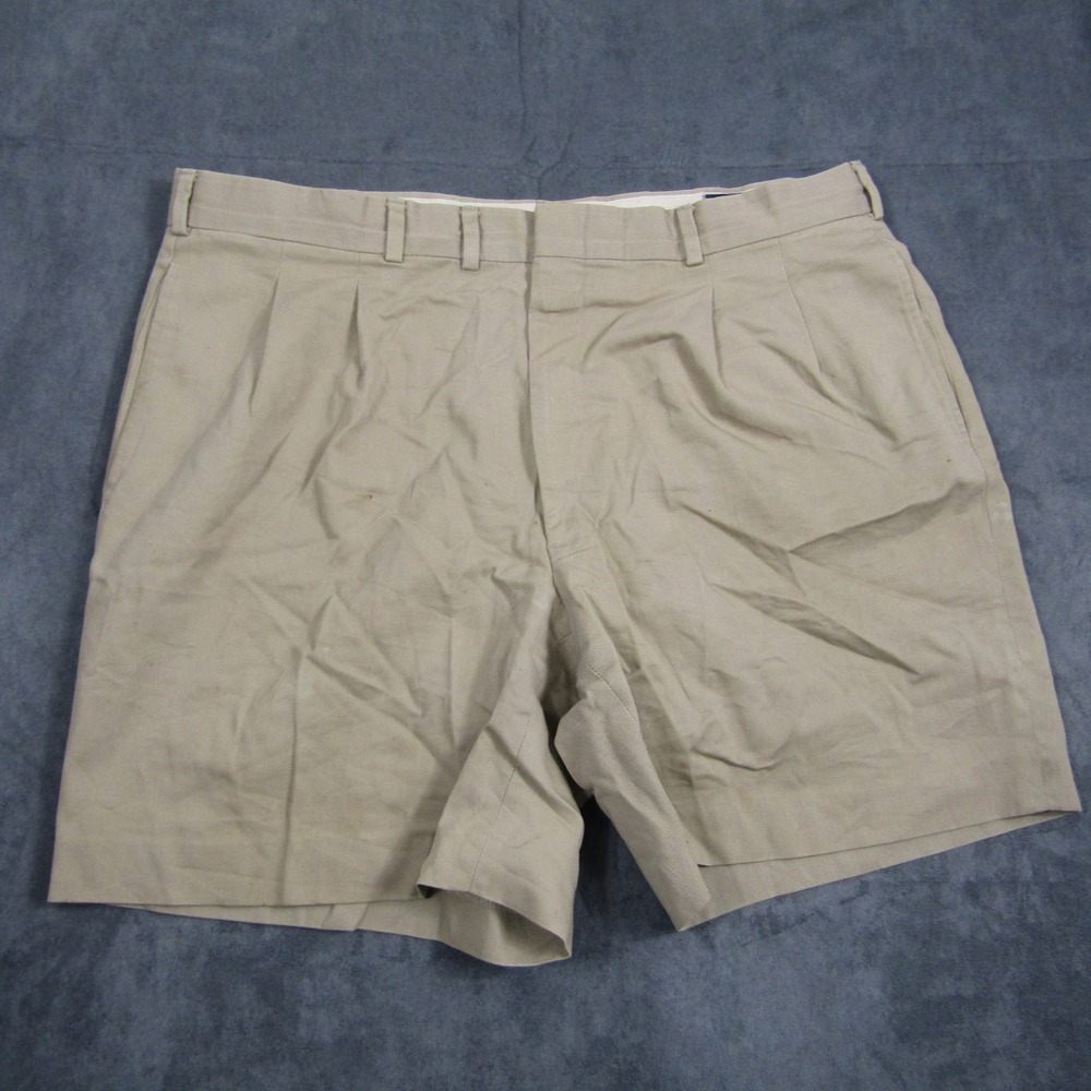 Vintage Chino Shorts Mens 38 Khaki Pleated Front Made in USA Twill 00465